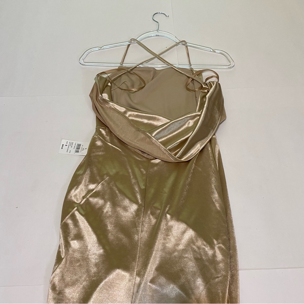 Windsor Gold Satin Maxi Formal Prom Romantic Dress - Picture 10 of 11